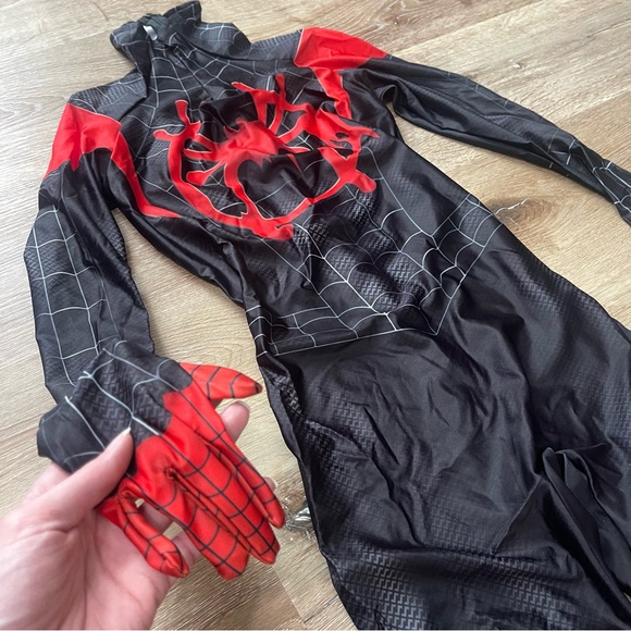 NEW Kids Miles Morales Black and Red Spider Man Full Costume Suit and Mask S-XL - Picture 12 of 16